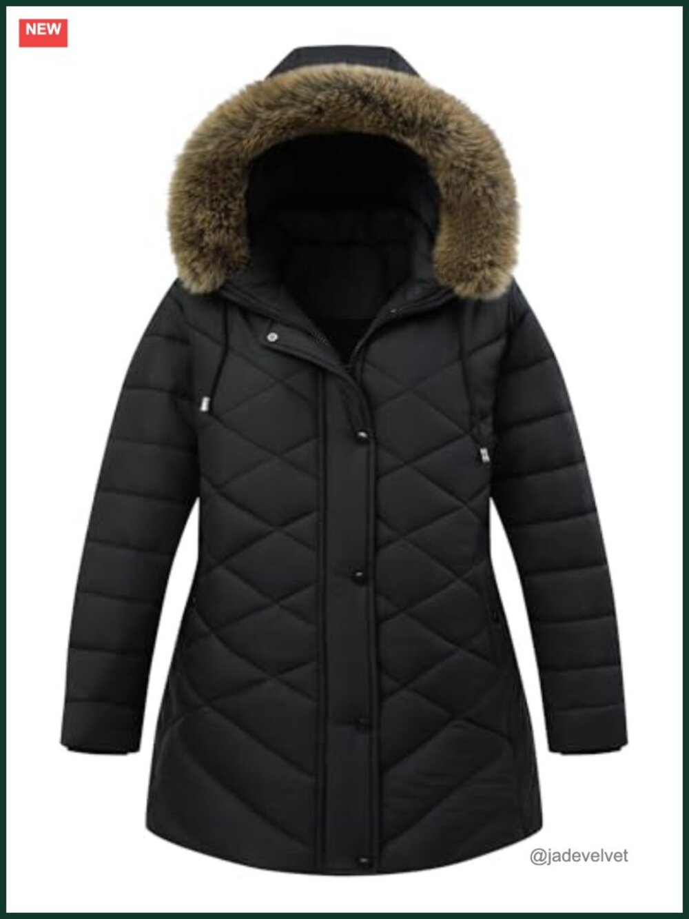 Women's Plus Size Down Parka Puffer Coat with Detachable Hood, Waterproof,